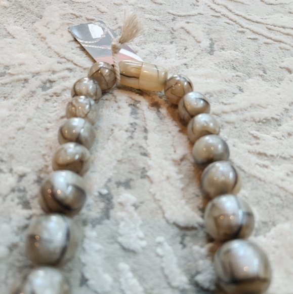 Acrylic Statement Necklace w Black and White Marbeling - Picture 6 of 17